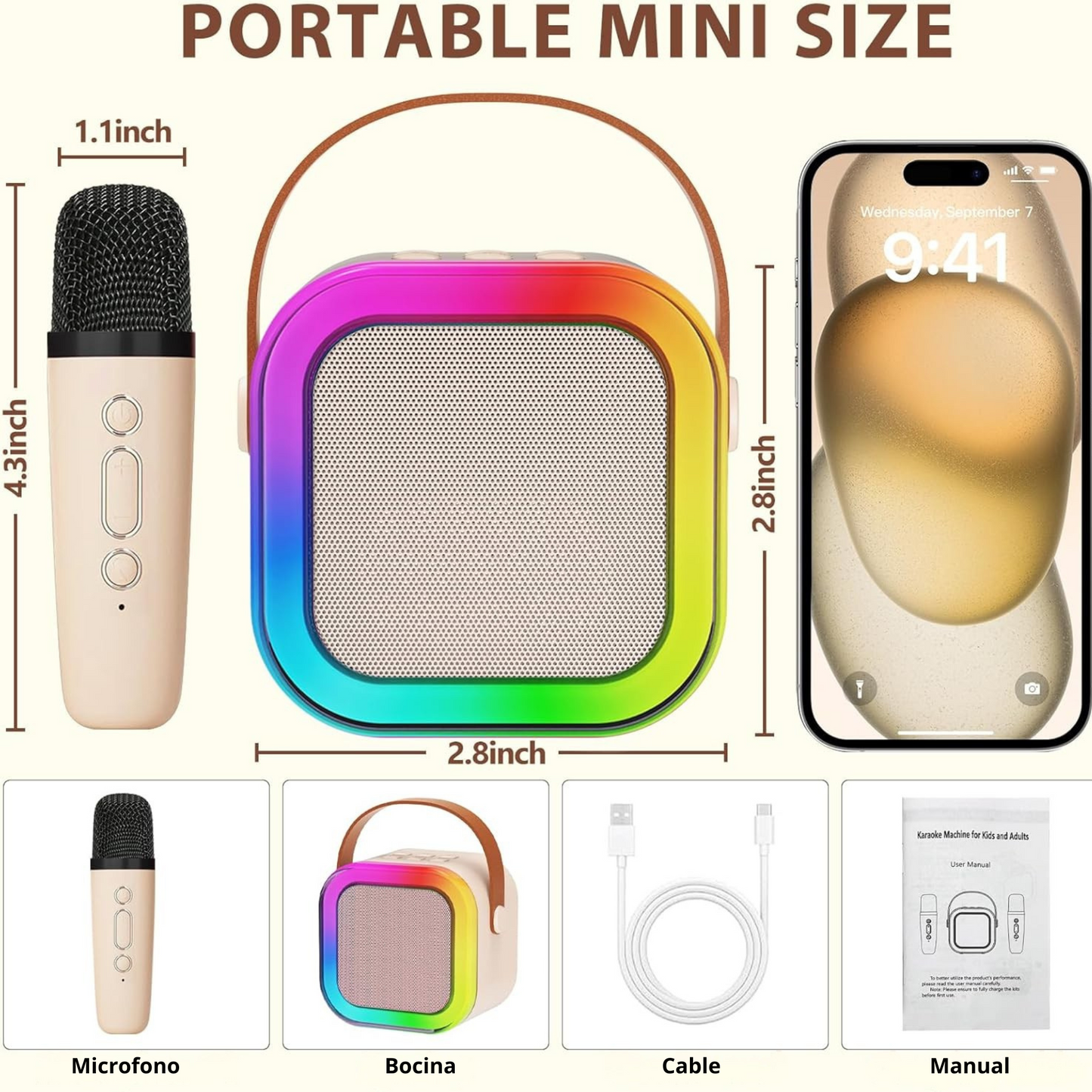 Bocina Bluetooth Karaoke Con Micrófono